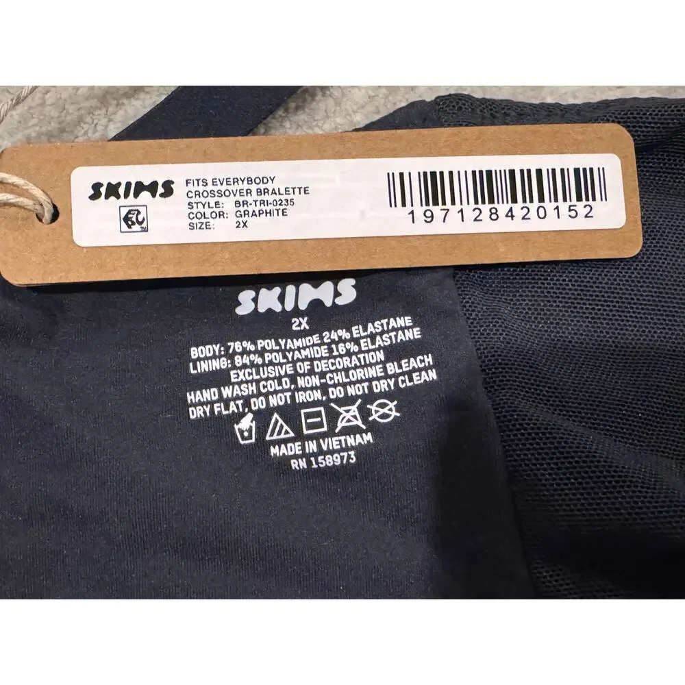 NEW SKIMS  ~ Fits Everybody Crossover Bralette Graphite  2X - Picture 6 of 6
